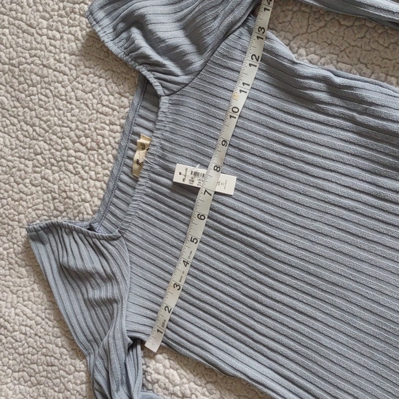 NWT Madewell Size XS Blue Ribbed Slit Sleeve Square Neck Top - Picture 9 of 15